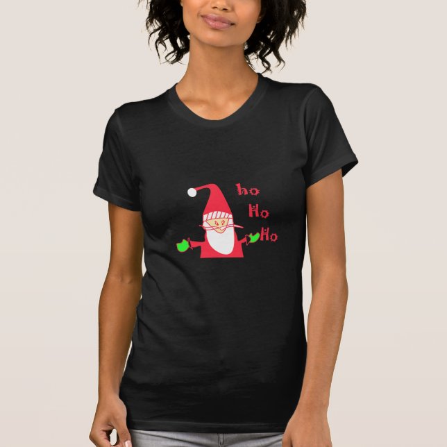 Fun Cartoon Mouse Santa Ho Ho Ho T - Shirt (Vorderseite)