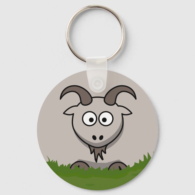 Fun Cartoon Round Goat Schlüsselanhänger (Vorderseite)