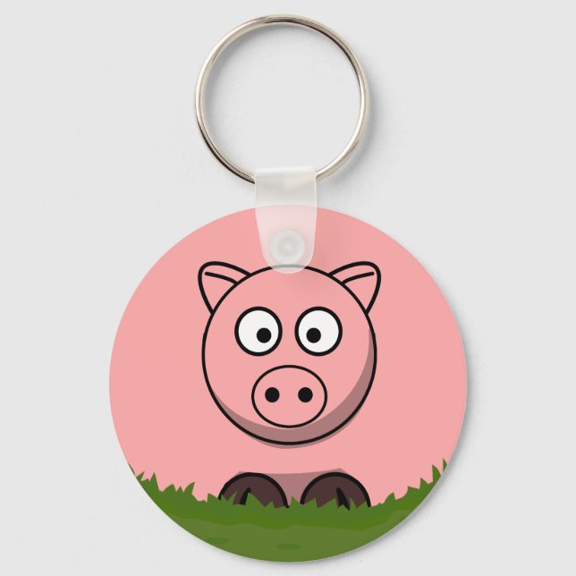 Fun Cartoon Round Pig Schlüsselanhänger (Vorderseite)