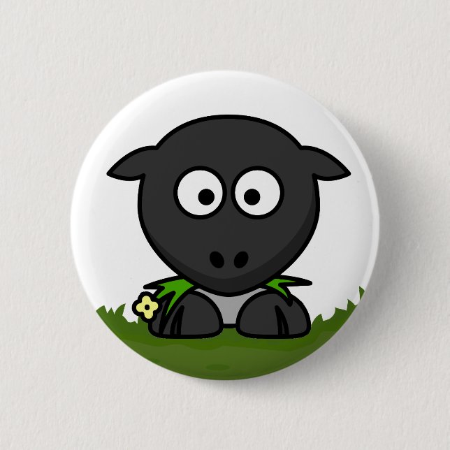 Fun Cartoon Round Sheep Button (Vorderseite)