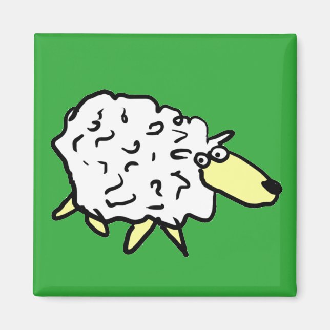 Fun Cartoon Schafe in Schwarz, Weiß und Grün Magnet (Vorne)