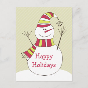Fun Cartoon Snowman Happy Holidays Postcard Feiertagspostkarte