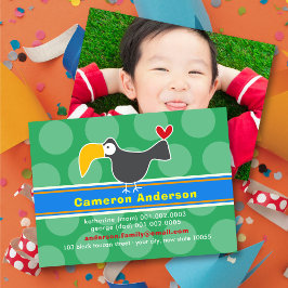 Fun Cartoon Toucan Bird Farbiges Kid Profile Foto Telefonnummerkarte