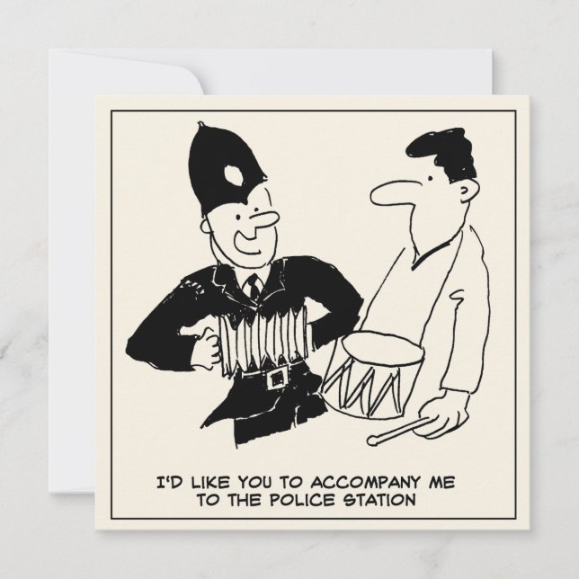 Fun Cartoon von Policeman frage Menschen, ihn zu b Karte (Vorderseite)