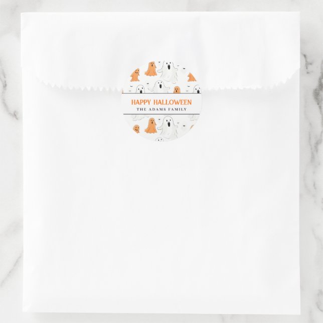 Fun Cartoonish Ghosts Personalisiert Happy Hallowe Runder Aufkleber (Tasche)