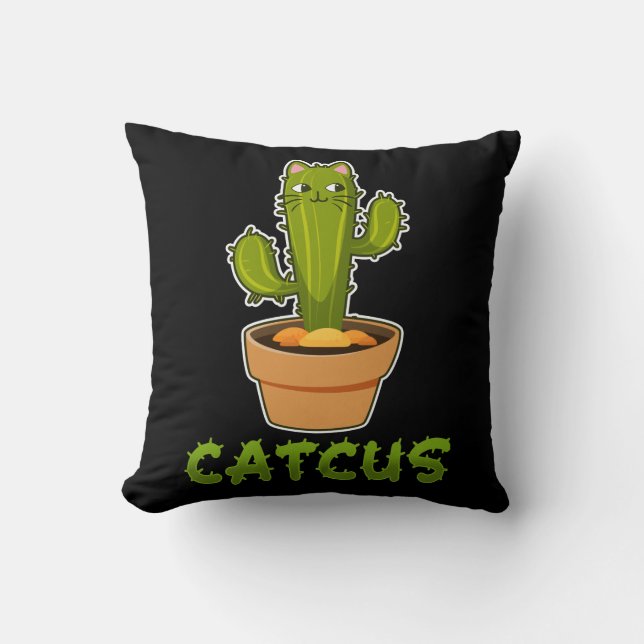 Fun Cat Cactus Catcus Pflanze Kissen (Vorderseite)