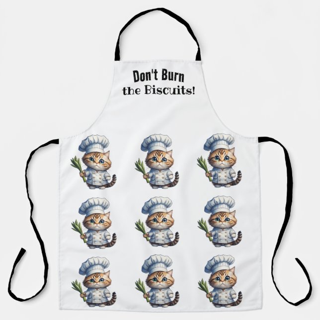 Fun Cat Chef Tout-En-Tout Imprimer Tablier (Recto)