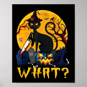 Fun Cat Lover Halloween Kostüm Black Cat On Pumpk Poster