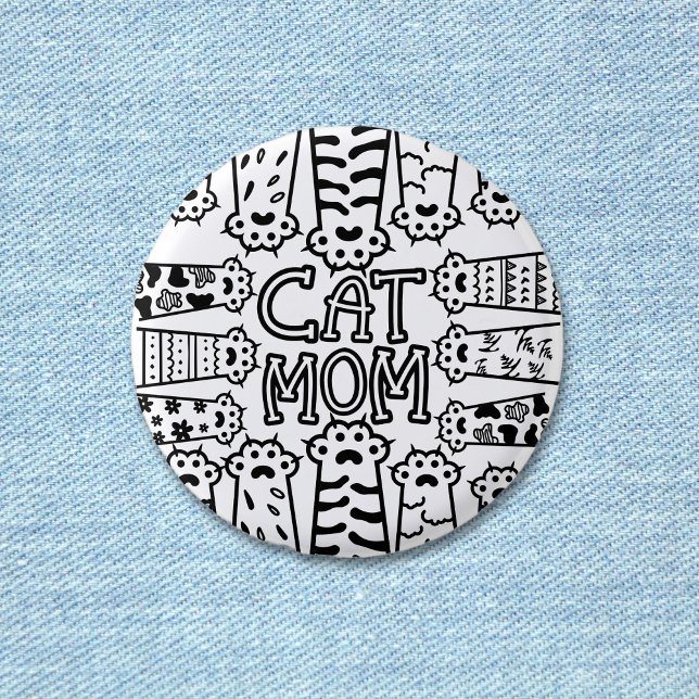Fun Cat Mama für Katzen Liebhaber Button (Fun Cat Mom For Cat Lovers Button)