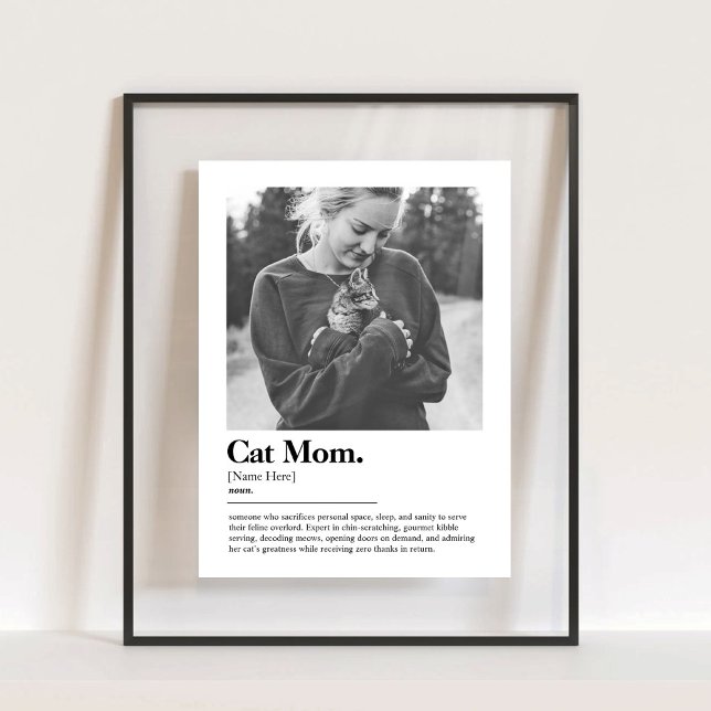 Fun Cat Mom Funny Dictionnaire Définition avec pho (Fun Cat Mom Funny Dictionary Definition with Photo Acrylic Sign)