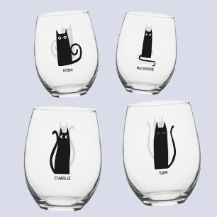 Fun Cat Personalisiert einzigartig Weinglas Ohne Stiel