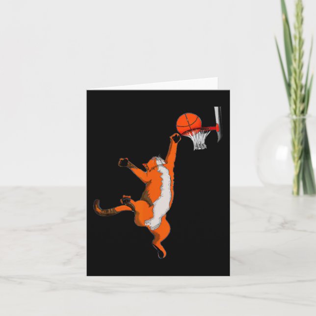 Fun Cat Playing Basketball Sport Katze Basketball  Karte (Vorderseite)