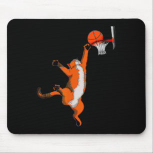 Fun Cat Playing Basketball Sport Katze Basketball Mousepad