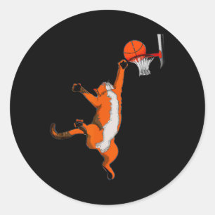 Fun Cat Playing Basketball Sport Katze Basketball  Runder Aufkleber