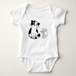 Fun Cat & Rat Graphic Baby Bodysuit Baby Strampler