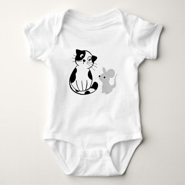 Fun Cat & Rat Graphic Baby Bodysuit Baby Strampler (Vorderseite)