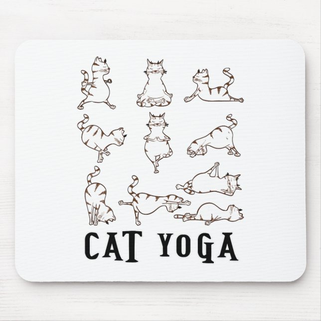 Fun Cat Yoga Geschenk T Shirt Mousepad (Vorne)