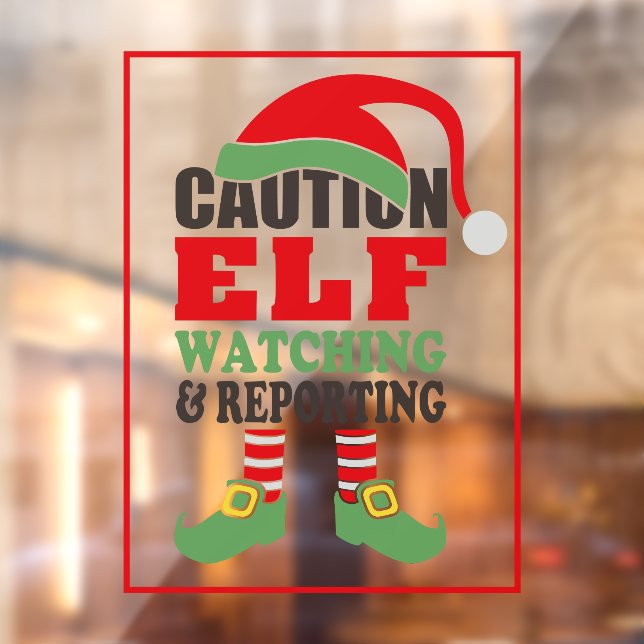 Fun CAUTION ELF WÄHLEN Weihnachten Fensteraufkleber (Blatt 2)