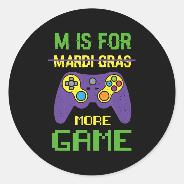 Fun Celebrate Mardi Gras Video Game Controller Gam Runder Aufkleber (Vorderseite)