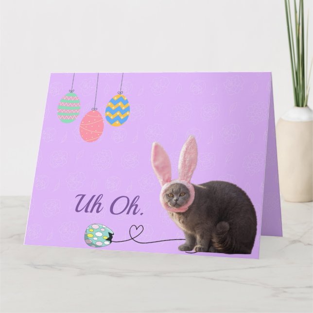 Fun Chat avec Bunny Ears Carte de Pâques personnal (Devant)