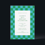 Fun Checkerboard Blue Green Geometric Geburtstag Einladung<br><div class="desc">Niedlicher Spaß Moderne Checkerboard Geometric Geburtstagsparty Einladung in Blau und Grün</div>