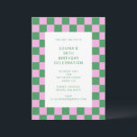 Fun Checkerboard Pink Green Geometric Geburtstag Einladung<br><div class="desc">Niedlicher Spaß Moderne Checkerboard Geometric Geburtstagsparty Einladung in Rosa und Grün</div>
