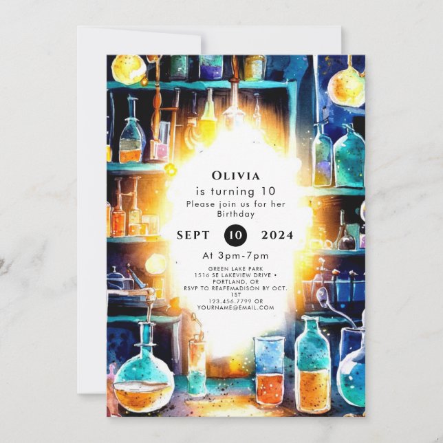 Fun Chemistry Scientist zum Geburtstag Einladung (Vorderseite)