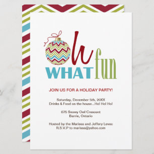 Fun Chevron Christmas Party Invitation