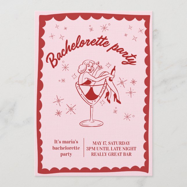 Fun & Chic Bachelorette Party Invitation for Girls (Devant)