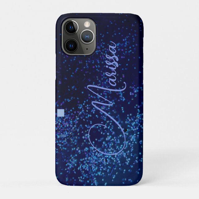 Fun Chic Personalisiert Blue Confetti Case-Mate iPhone Hülle (Rückseite)