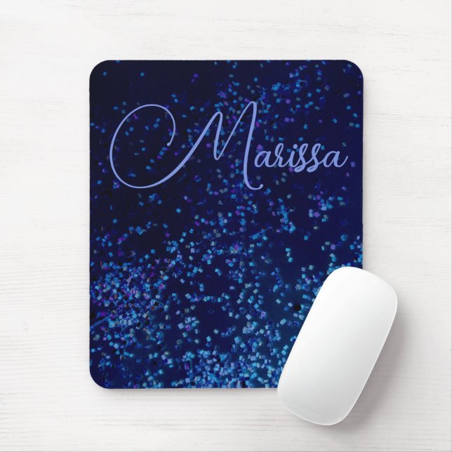 Fun Chic Personalisiert Confetti Blue Mousepad (Mit Mouse)