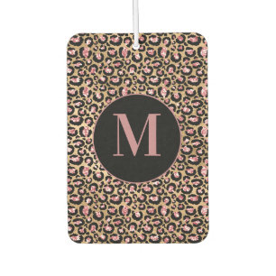 Fun Chic Pink Black Gold Cheetah/Leopard Monogram Autolufterfrischer