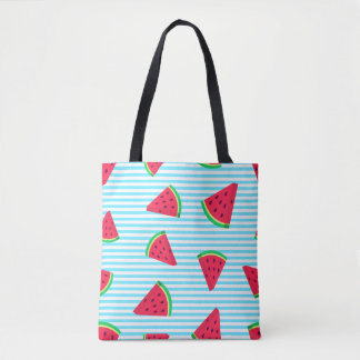 Fun Chic Watermelon Slices Blue Lines Pattern Tasche