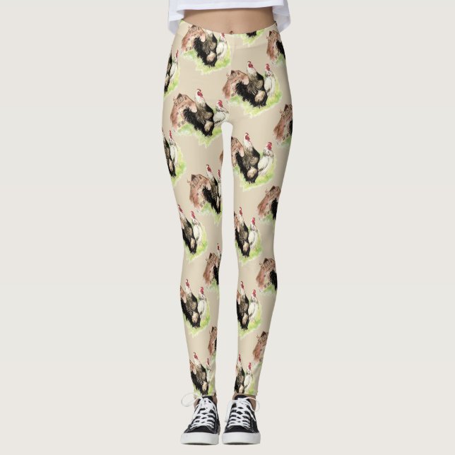 Fun Chicken Hen Rooster Farm Muster Leggings (Vorderseite)