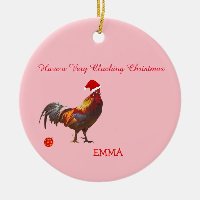 Fun Chicken Weihnachtsgrüße Keramikornament (Vorne)