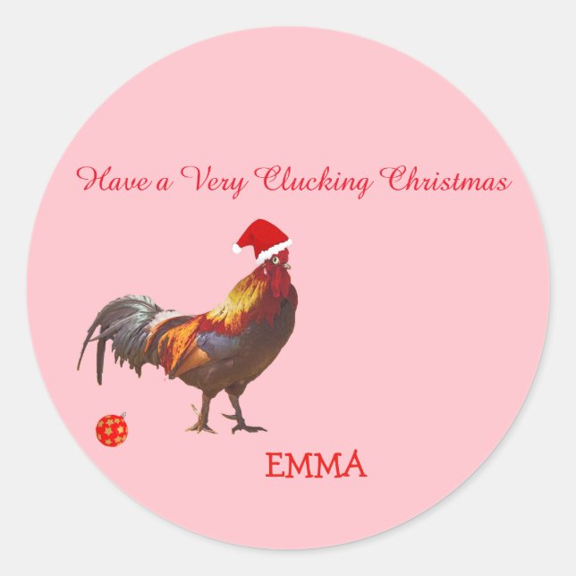 Fun Chicken Weihnachtsgrüße Runder Aufkleber (Vorderseite)