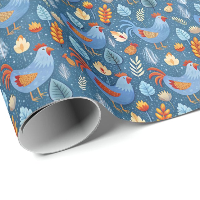 Fun chickens tiled pattern geschenkpapier (Rolleneckpunkt)