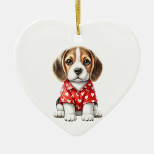 Fun chien Beagle personnalisé Ornement Saint-Valen