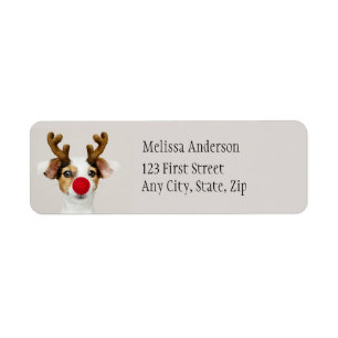 Fun Chien Christmas Reindeer Animal Étiquette de a