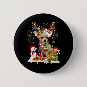 Fun Chihuahua Weihnachten Ugly Hund Weihnachtsmann Button