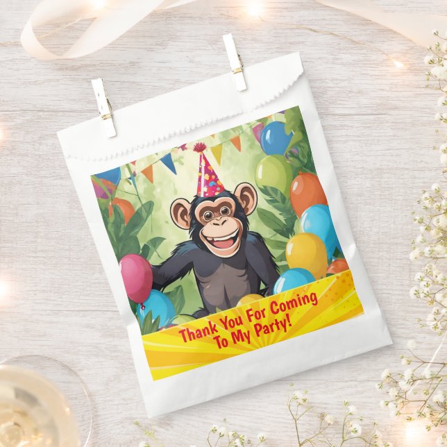 Fun Chimpanzee Wilder Jungle zum Geburtstag Geschenktütchen (Ausgeschnitten)