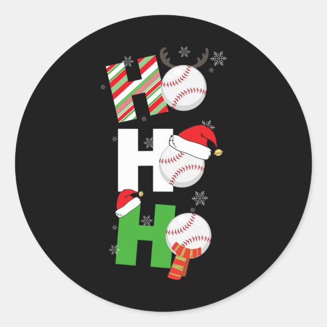 Fun Christmas Baseball Pajamas Player Matching Tee Runder Aufkleber (Vorderseite)