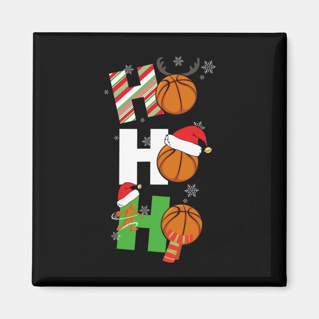 Fun Christmas Bysketbyll Pajamas Player Matching C Magnet (Vorne)