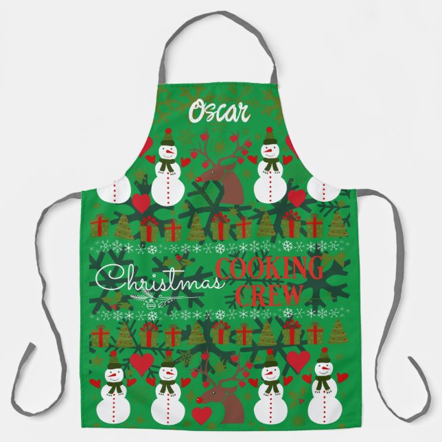 Fun Christmas Cooking Crew bearbeitbar Schürze (Vorderseite)