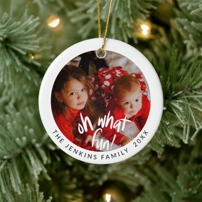 Fun Christmas Foto Keramik Ornament (Baum)