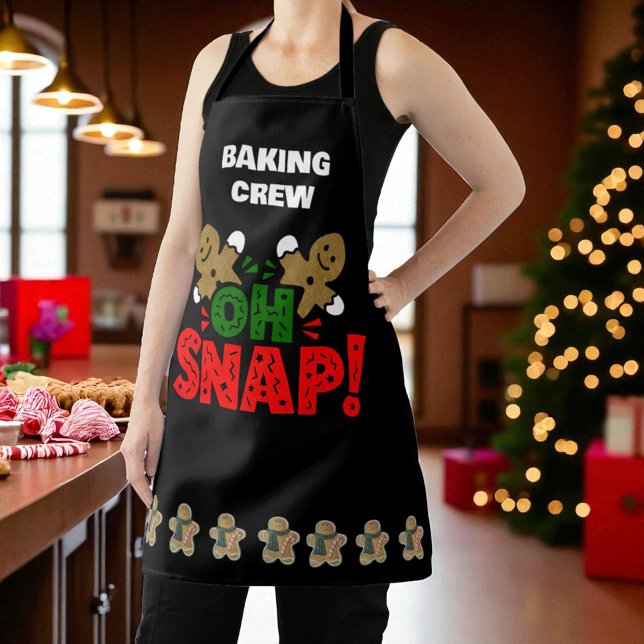 Fun Christmas Gingerbread Mann "Oh Snap" Schürze (Christmas gingerbread man cookie template text)