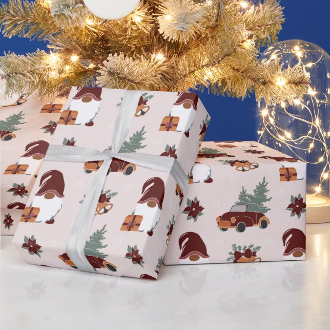 Fun Christmas Gnome Illustration Geschenkpapier (Feiertage)