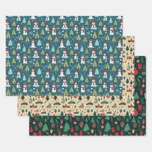 Fun Christmas Holiday Winter Niedliche Koordinatio Geschenkpapier Set