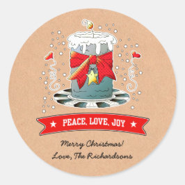 Fun Christmas Kerze Kraft Papier Custom Runder Aufkleber