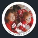 Fun Christmas Photo Sticker<br><div class="desc">Elevate your season's greetings with our vibrant "Oh What Fun Christmas Holiday Sticker" Great for envelopes and favors. Customizable, charming, and sure to brighten up the holiday!</div>